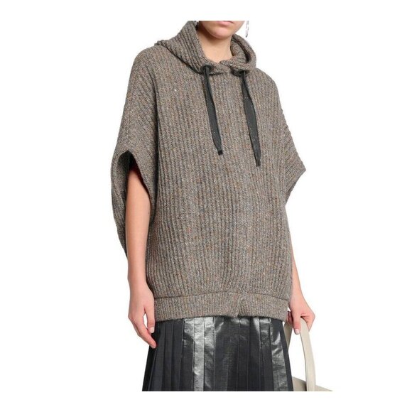 Brunello Cucinelli Women's Cardigan Vest Poncho Monili Sweater Knit size XS - Picture 3 of 9